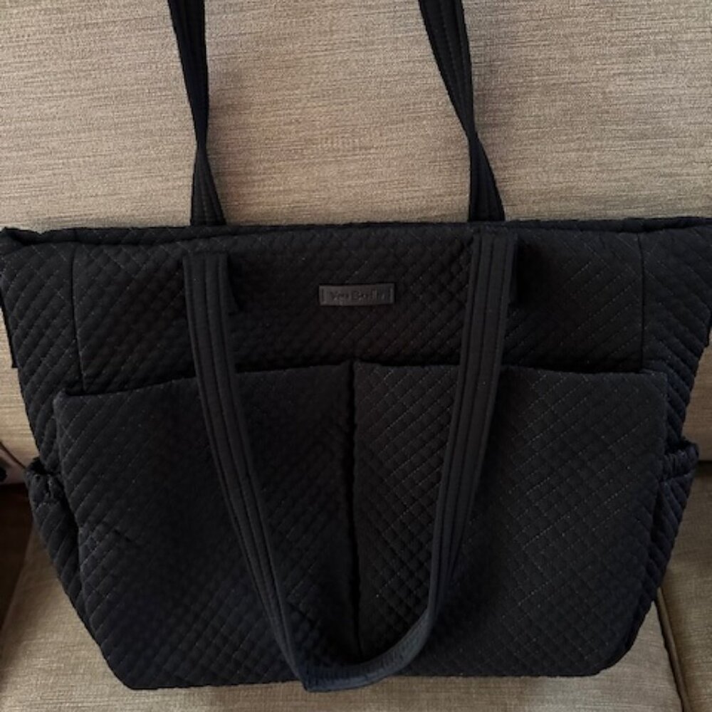 Vera Bradley Microfiber Large Baby Diaper Bag Black Stroller Straps ChangingPad - Picture 3 of 8